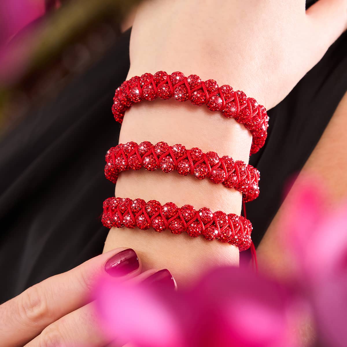 Bracelet Vitalité Double Rubis Kikiballa Cristal x Fil Rouge